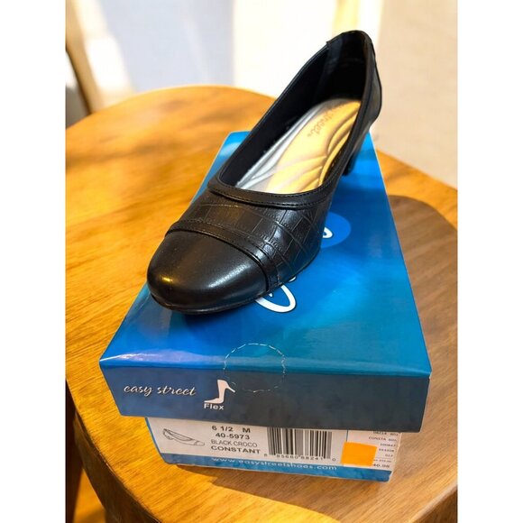 easy street Shoes - Easy Street Black Croco Women's Size 6.5M 1.5" Block Heel Shoes Box New